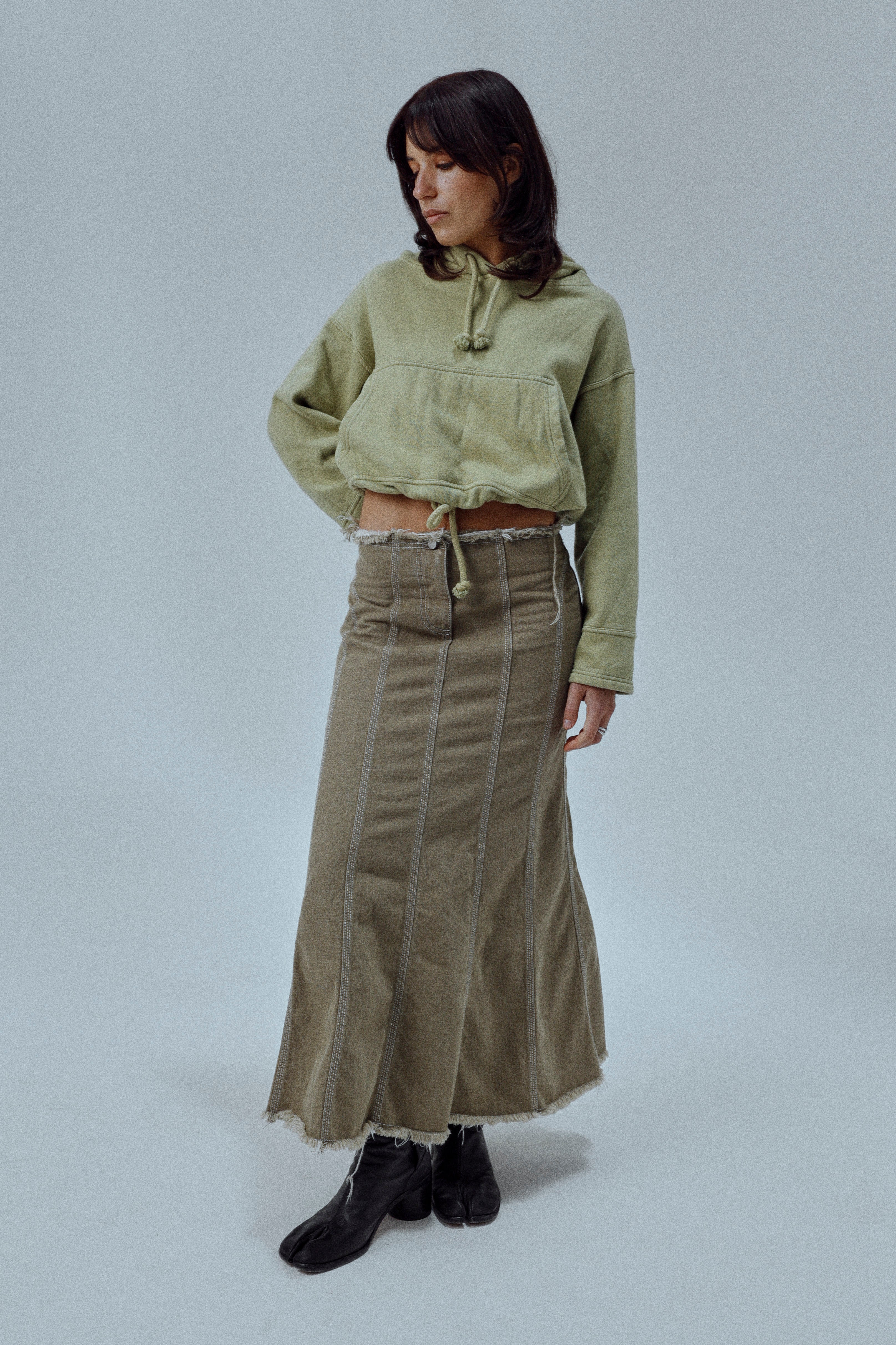 RAW DENIM MAXI SKIRT